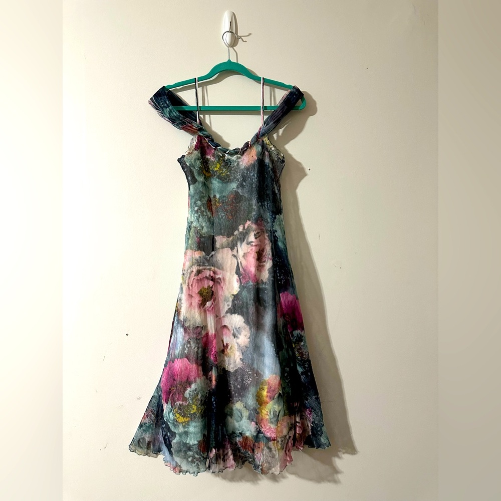 Komarov Women’s Purple Watercolor Off The Shoulder Dress